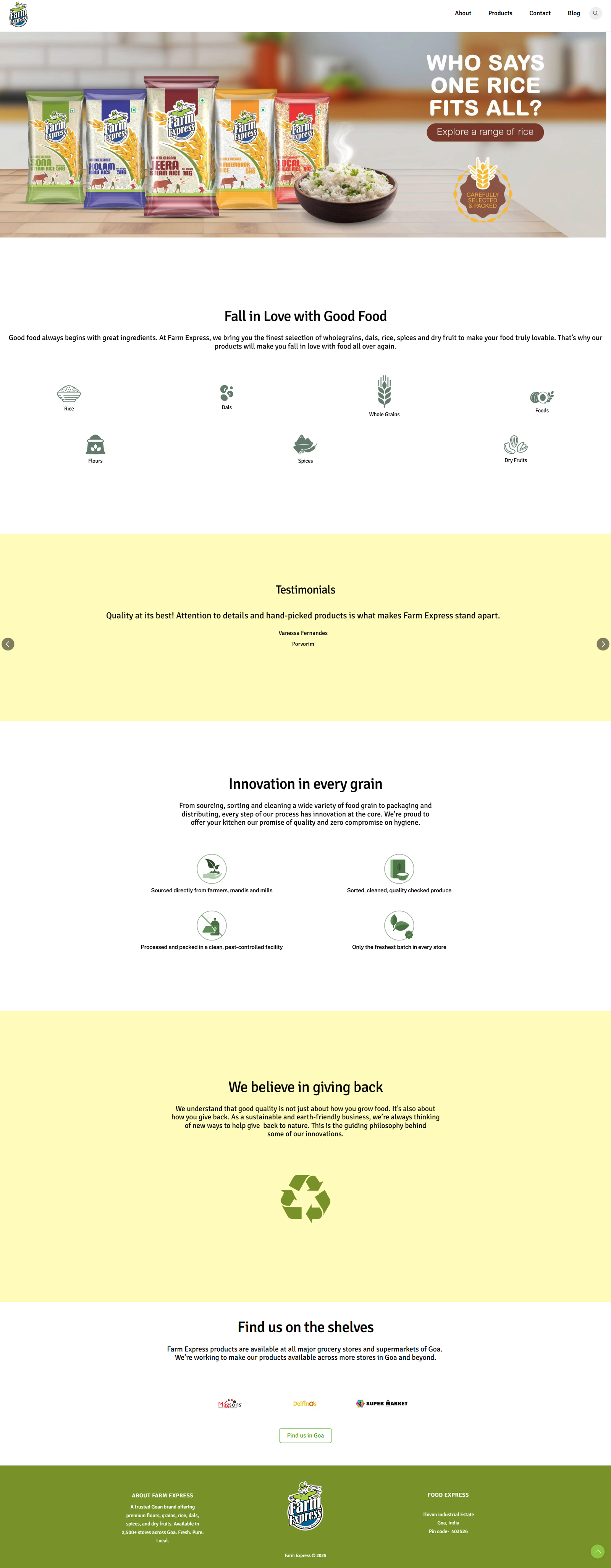 Farm Express website homepage