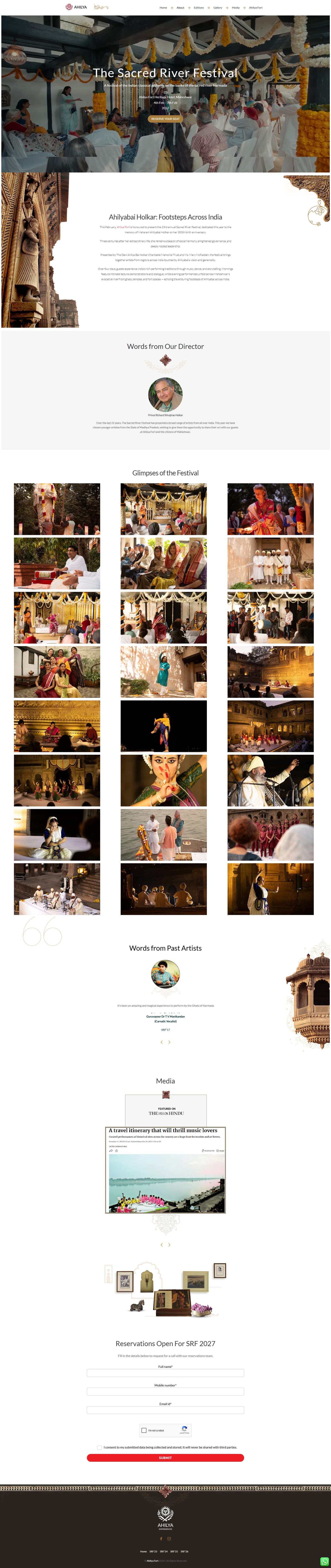 Sacred River Festival website homepage